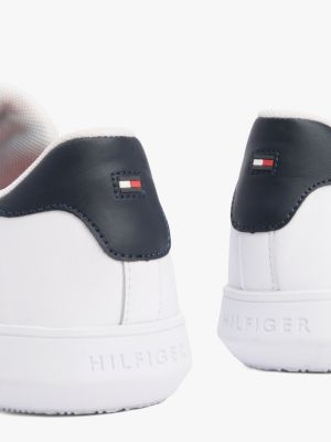 baskets essential en cuir à semelle cuvette blanc pour hommes tommy hilfiger