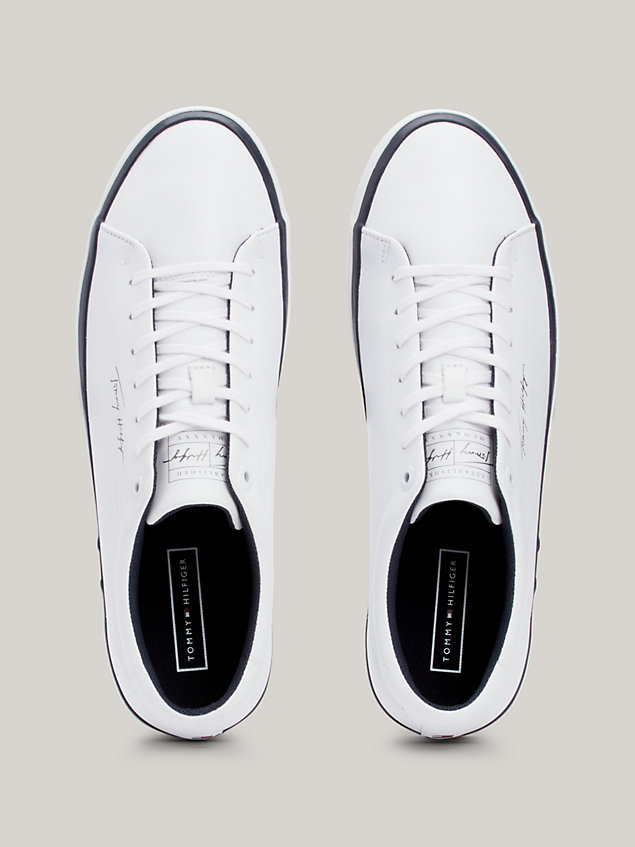 white th modern signature leather trainers for men tommy hilfiger