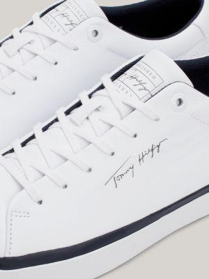 Tommy hilfiger signature hot sale leather trainers