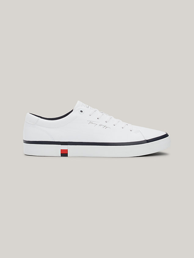 white th modern signature leather trainers for men tommy hilfiger
