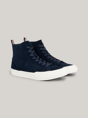 Premium Suede High-Top Lace-Up Trainers | Blue | Tommy Hilfiger