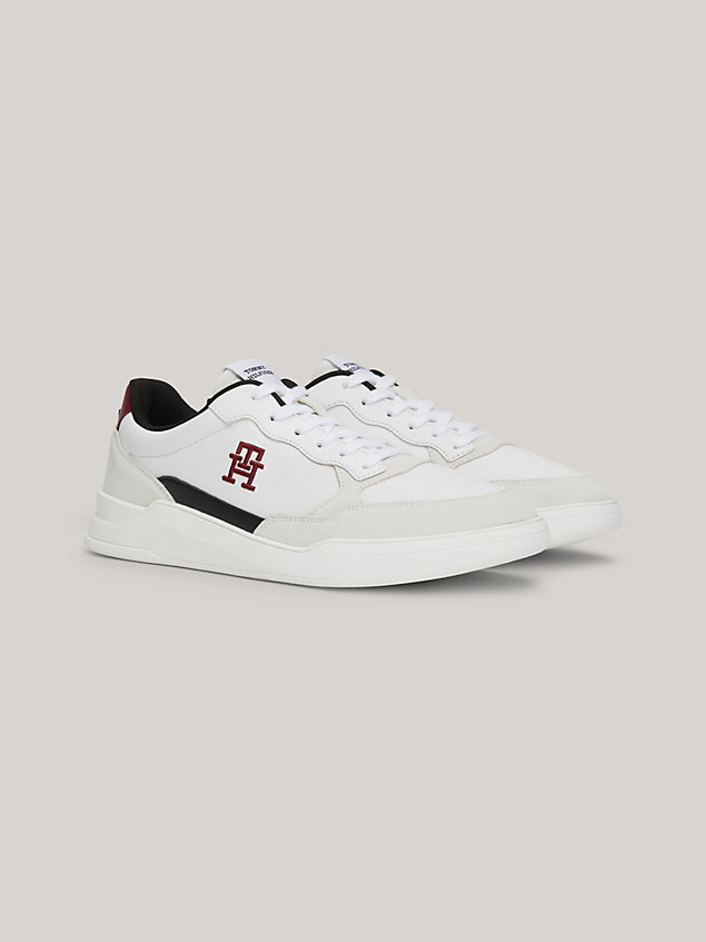 white elevated cupsole leather trainers for men tommy hilfiger