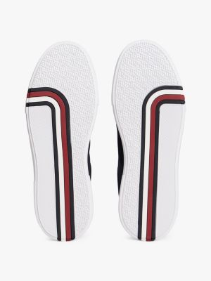 sneakers in maglia con dettagli iconici blu da uomini tommy hilfiger