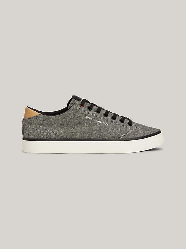 Linen Chambray Lace-Up Trainers | Black | Tommy Hilfiger