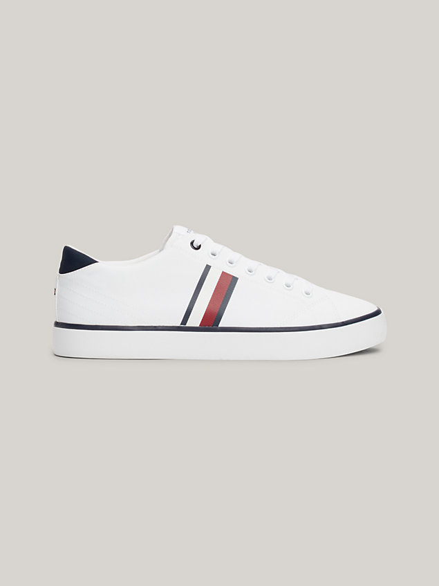 white essential signature tape trainers for men tommy hilfiger