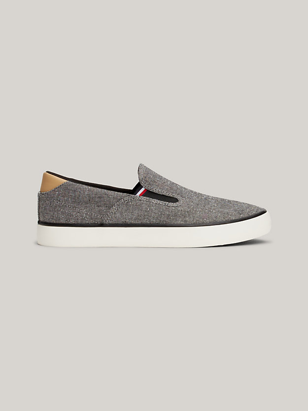 Linen Chambray Slip-On Trainers | Black | Tommy Hilfiger
