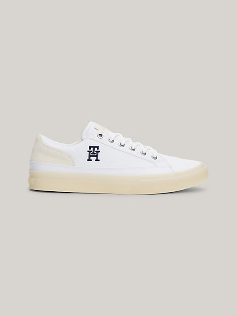white th monogram contrast sole trainers for men tommy hilfiger