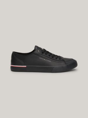 black logo-sneaker mit branding-besatz für herren - tommy hilfiger