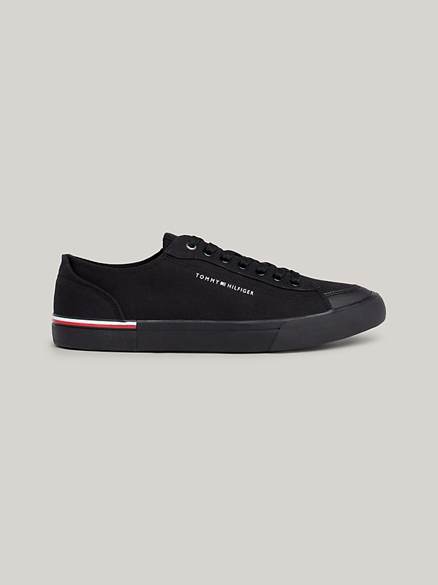 black signature tape canvas trainers for men tommy hilfiger