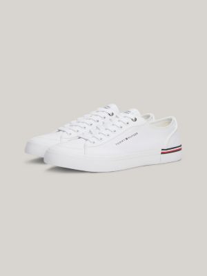 white canvas-sneaker mit tommy-tape für herren - tommy hilfiger