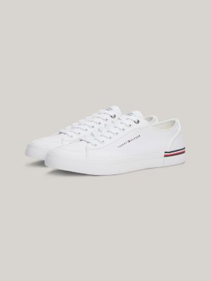 zapatillas de lona con cinta distintiva white de hombres tommy hilfiger