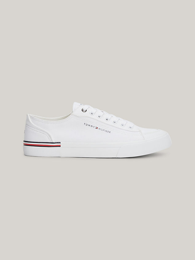 white signature tape canvas trainers for men tommy hilfiger