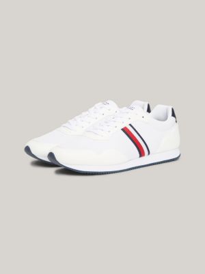 white essential runner-sneaker mit tommy-tape für herren - tommy hilfiger