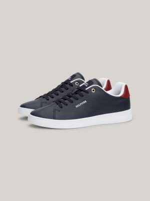 blue cupsole-court-sneaker mit kontrast-ferse für herren - tommy hilfiger