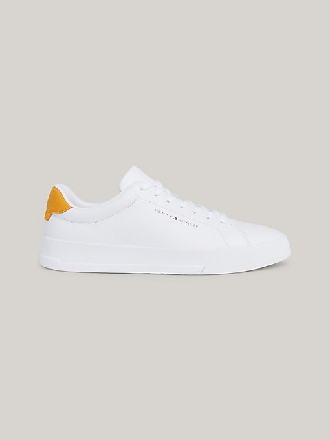 white leather chunky court trainers for men tommy hilfiger