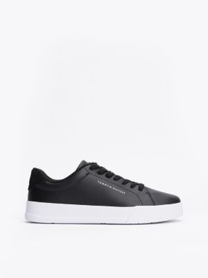 black court-sneaker aus leder mit logo für herren - tommy hilfiger