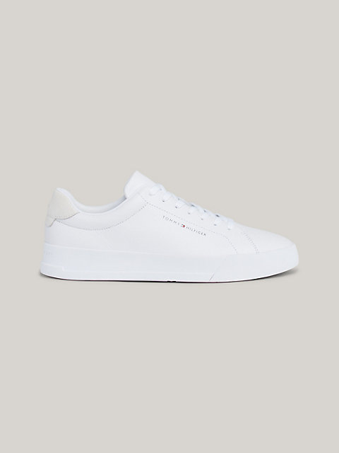 white leather chunky court trainers for men tommy hilfiger