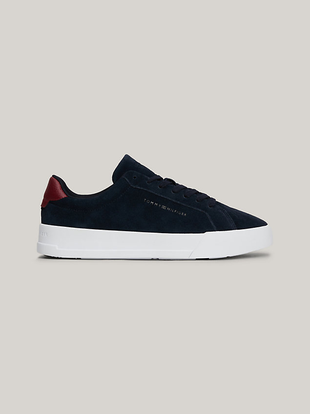 blue suede court trainers for men tommy hilfiger