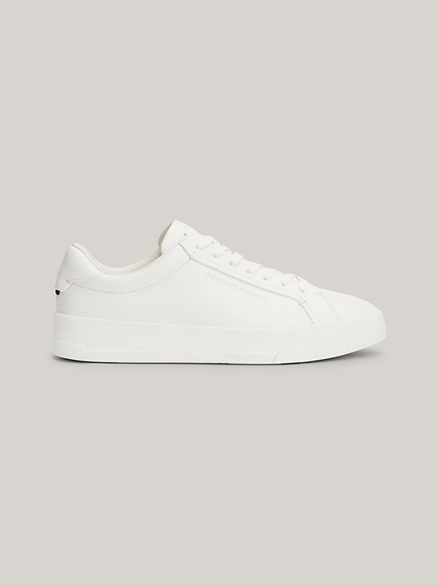 white premium leather court trainers for men tommy hilfiger