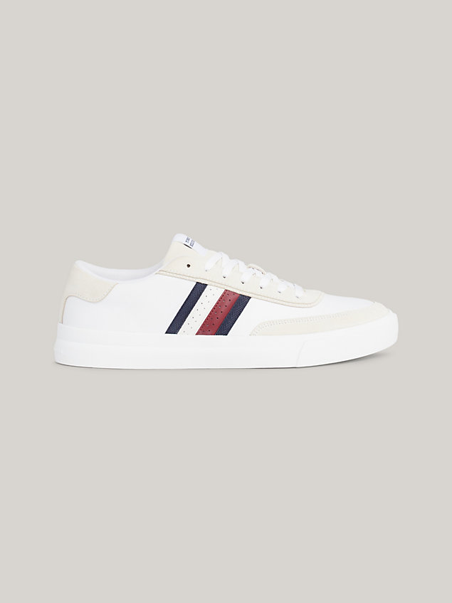white leather signature tape trainers for men tommy hilfiger