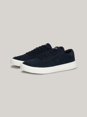 Microsuede denim logo sneakers