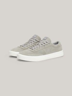 Suede Logo Round Toe Trainers | Grey | Tommy Hilfiger