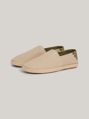 beige canvas-espadrille mit logo für herren - tommy hilfiger