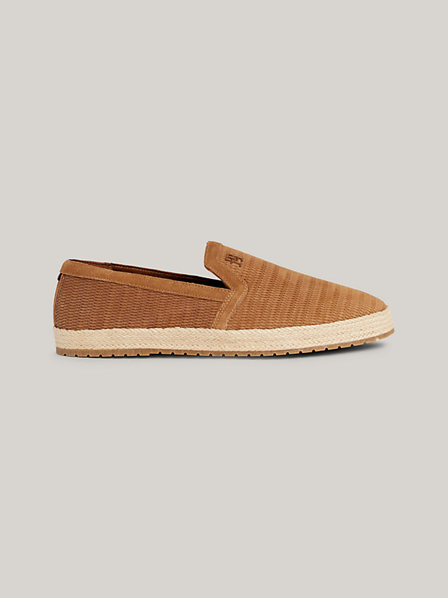 brown classics suede cleat espadrilles for men tommy hilfiger