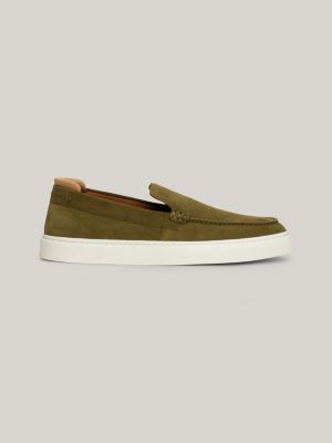 green loafer-sneaker aus wildleder mit logo-prägung für herren - tommy hilfiger