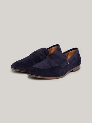 blue flexibler leichtgewichtiger wildleder-loafer für herren - tommy hilfiger