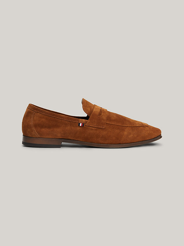 brown flexible suede lightweight loafers for men tommy hilfiger