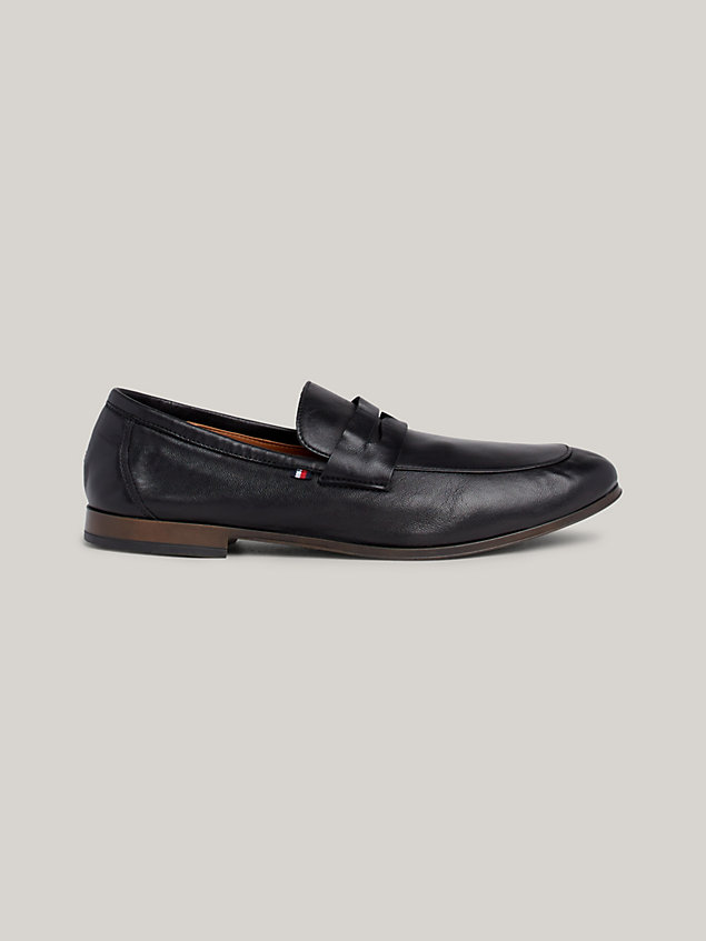 black casual leather loafer für herren - tommy hilfiger