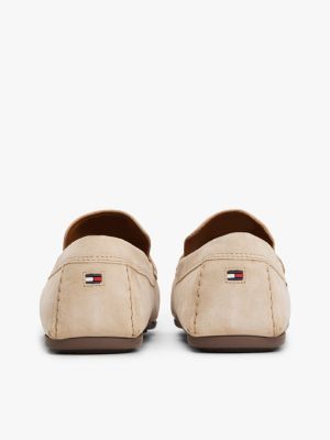 mocassins décontractés en cuir crantés beige pour hommes tommy hilfiger