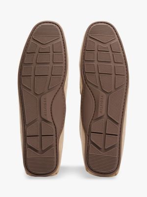 mocassins décontractés en cuir crantés beige pour hommes tommy hilfiger