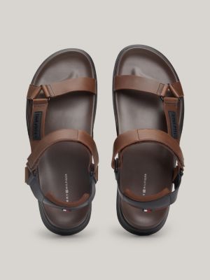 Logo Strap Leather Sandals | Brown | Tommy Hilfiger