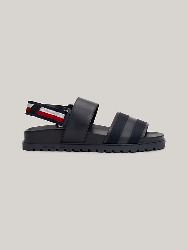 blue elevated leather strappy sandals for men tommy hilfiger