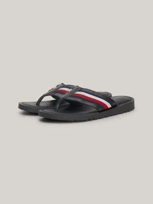 Signature Tape Strap Leather Sandals Black Tommy Hilfiger