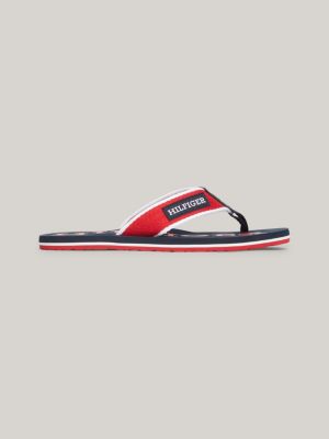 Hilfiger Monotype Webbing Strap Flip-Flops | Red | Tommy Hilfiger