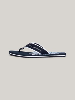 Palm Print Webbing Flip-Flops | Blue | Tommy Hilfiger