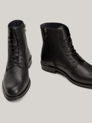 Leather Lace-Up Mid Boots | Black | Tommy Hilfiger