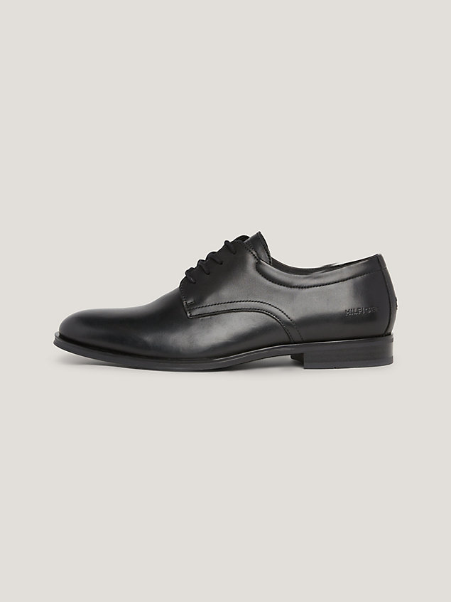 black logo leather derby shoes for men tommy hilfiger