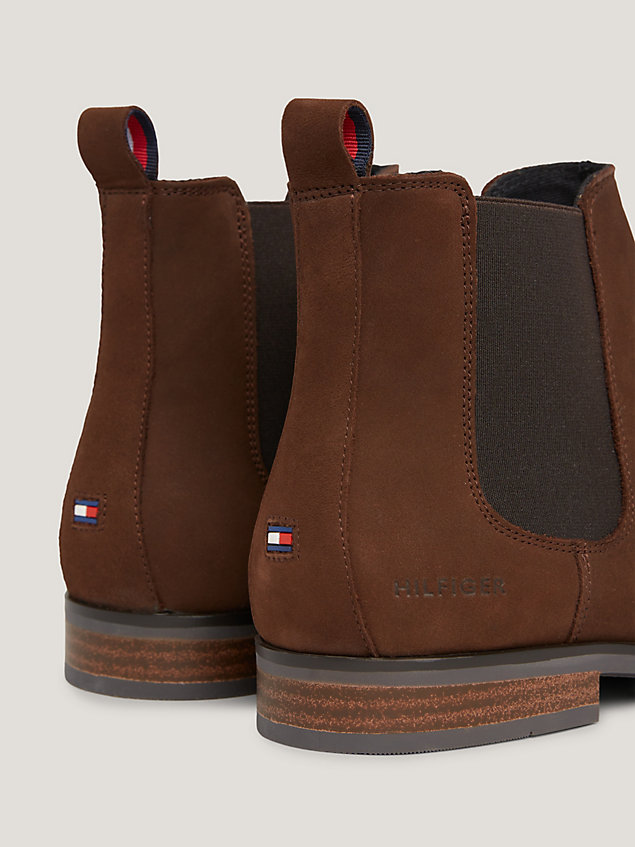 brown nubuck leather chelsea boots for men tommy hilfiger
