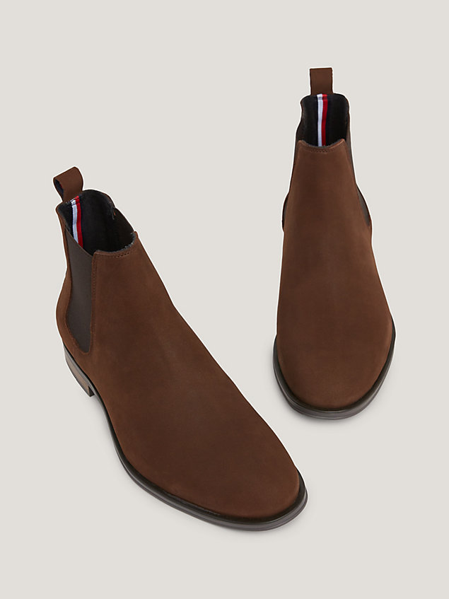 brown chelsea-boot aus nubukleder für herren - tommy hilfiger