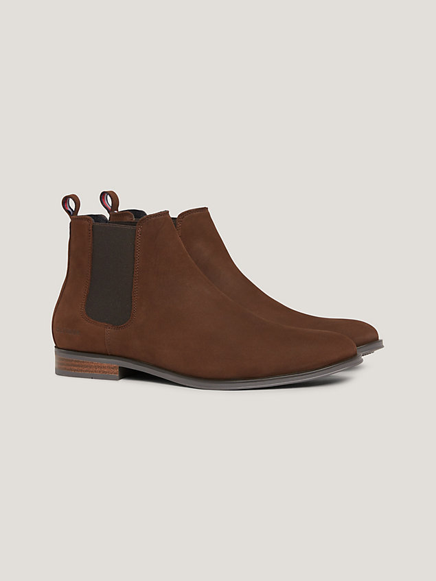 brown nubuck leather chelsea boots for men tommy hilfiger