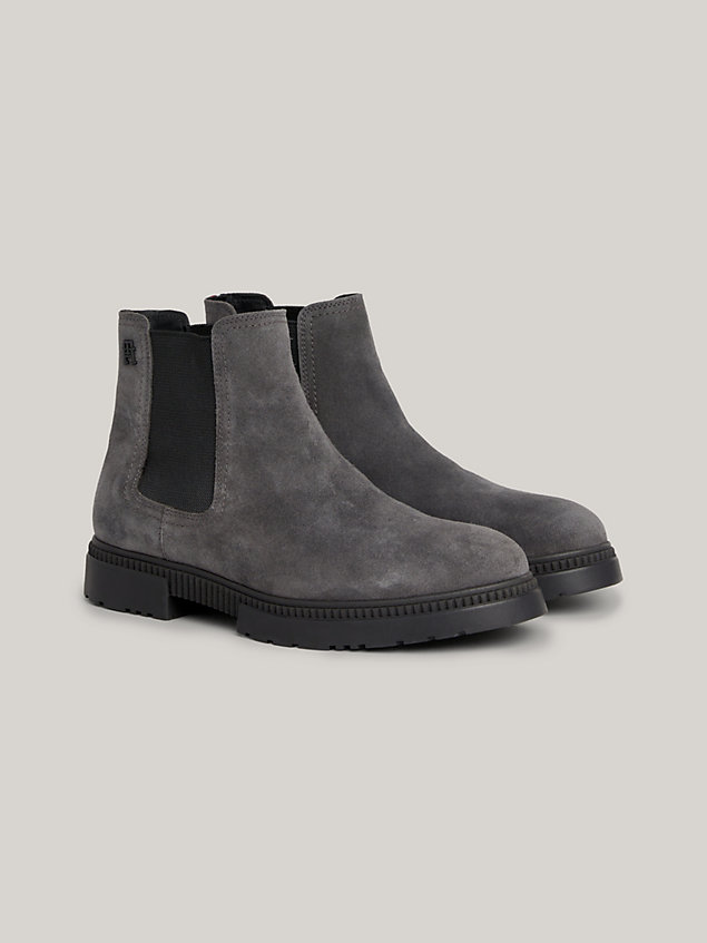 grey suede cleat chelsea boots for men tommy hilfiger