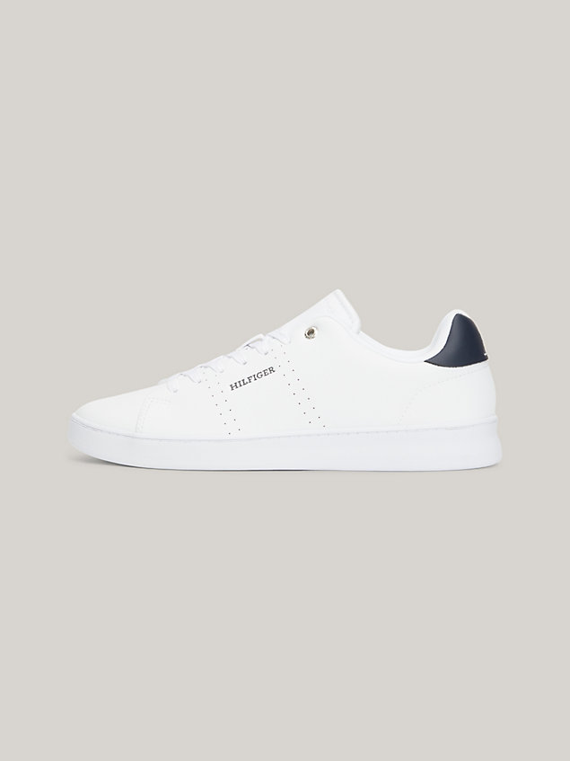 white leather cupsole court trainers for men tommy hilfiger