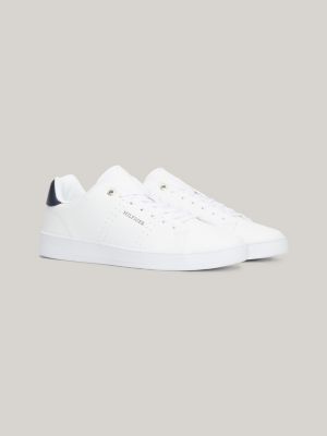 Tommy hilfiger shop white leather trainers