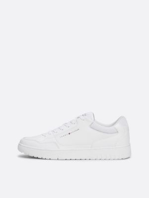 white essential leather logo basketball trainers for men tommy hilfiger