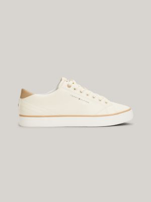 beige essential logo-sneaker mit struktur-nähten für herren - tommy hilfiger