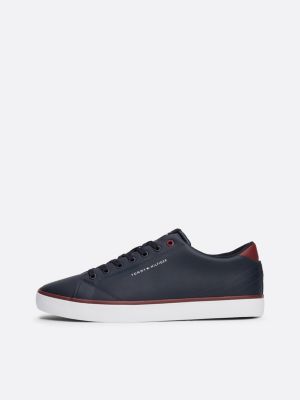 blue essential textured stitch trainers for men tommy hilfiger